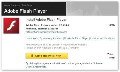 Flash Player 更新的錯誤訊息